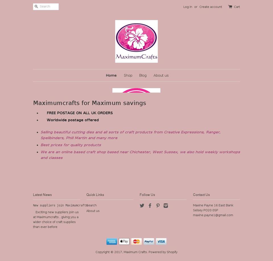 maximumcrafts.com shopify website screenshot
