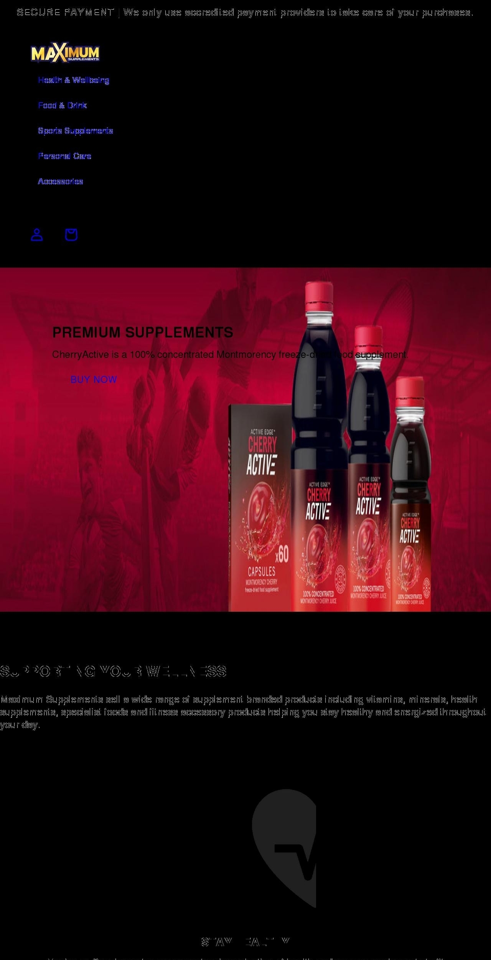 maximumsupplements.co.uk shopify website screenshot