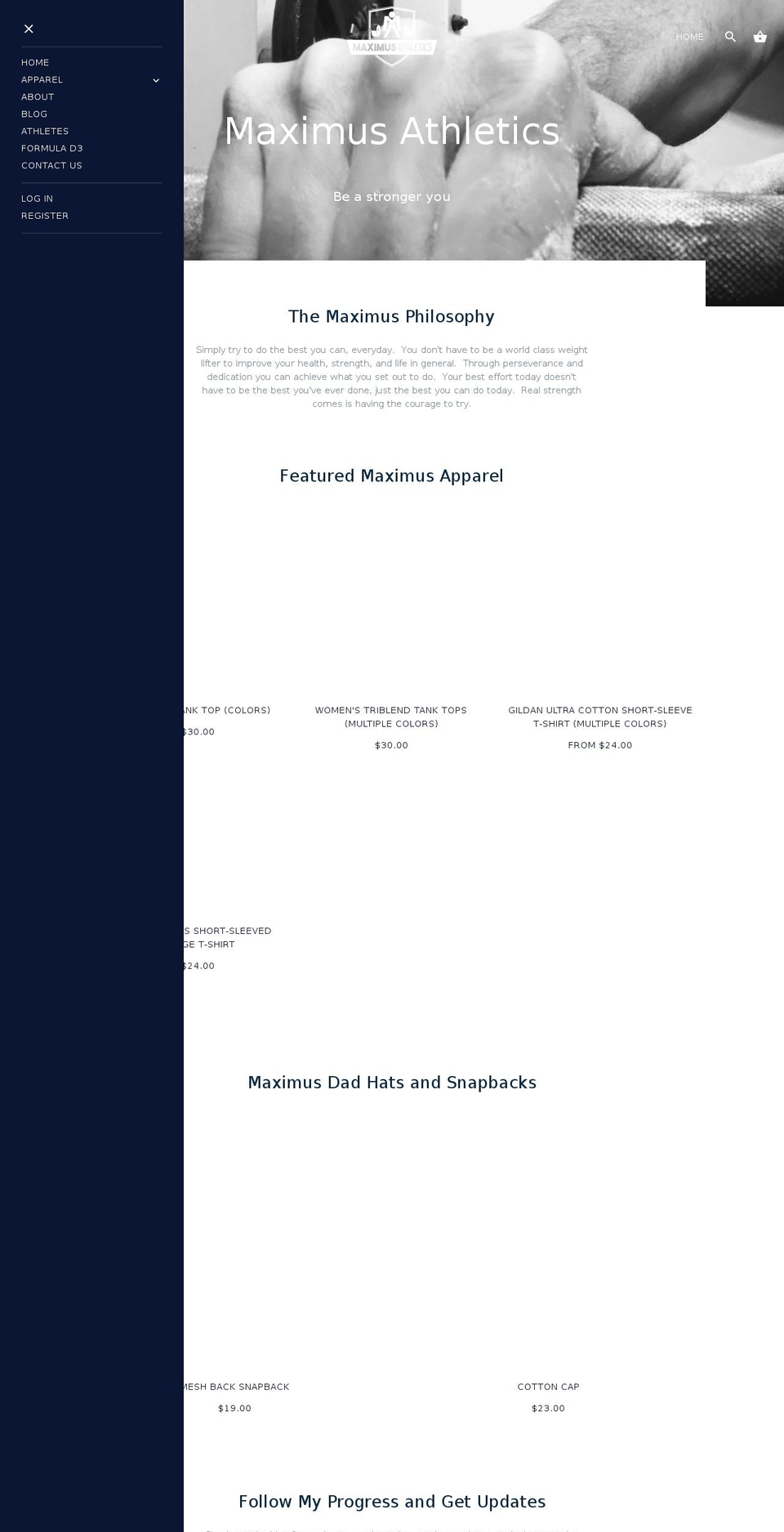 maximusathletics.com — Shopify storefront screenshot