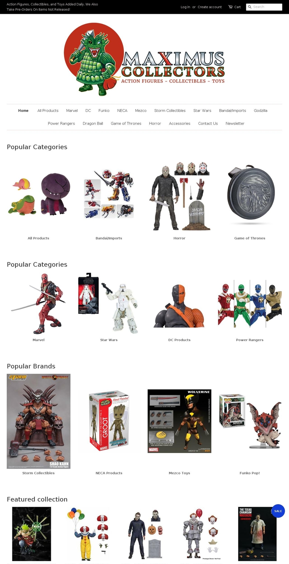 maximuscollectors.com — Shopify storefront screenshot