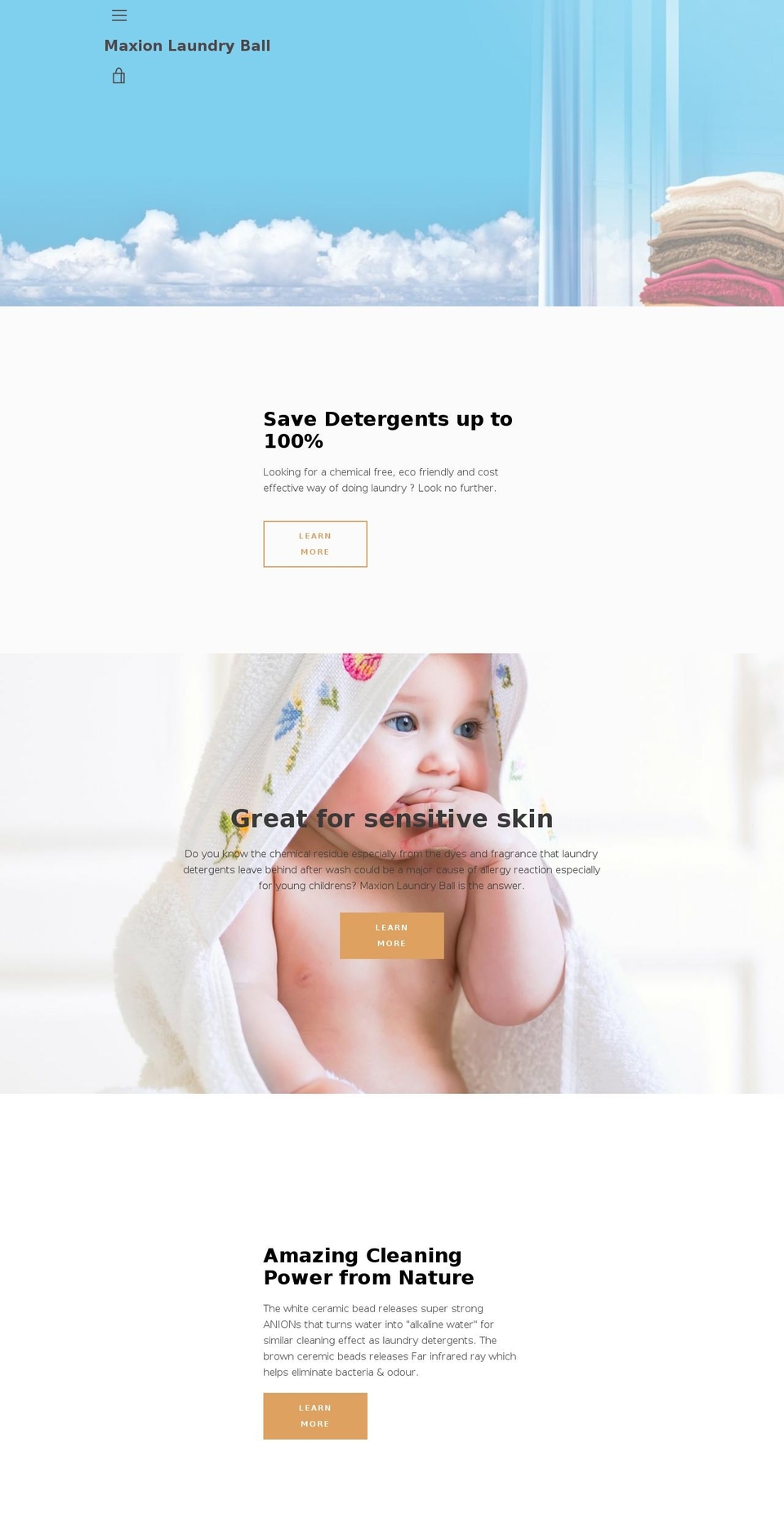 maxionlaundryball.com — Shopify storefront screenshot