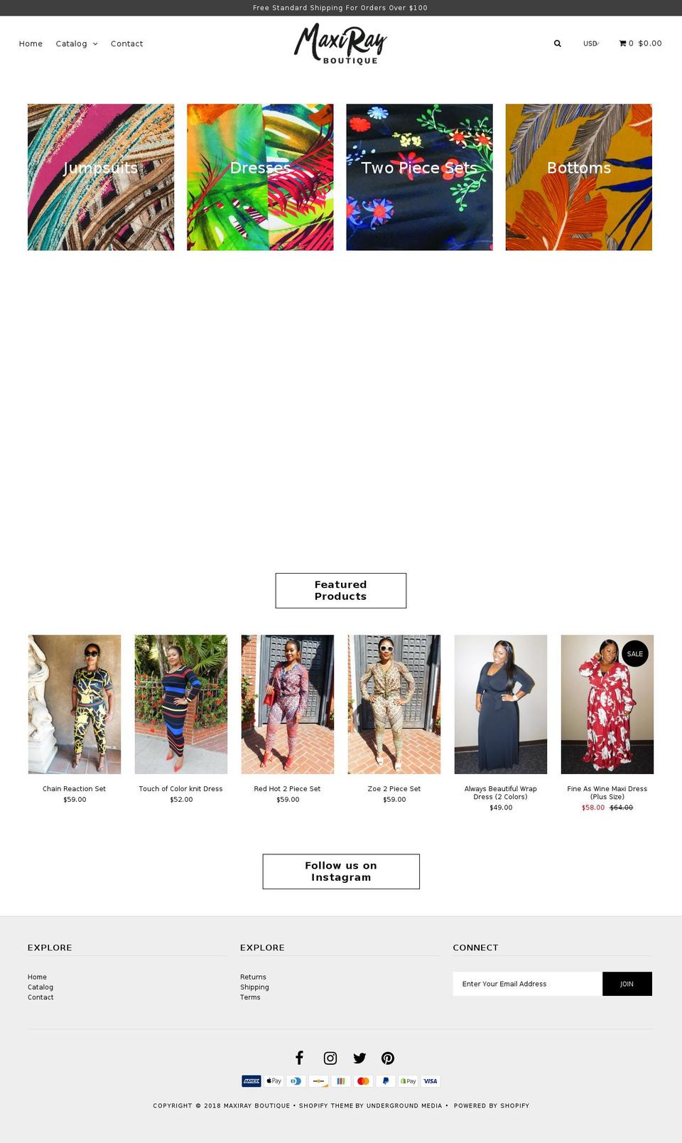 maxirayboutique.com shopify website screenshot