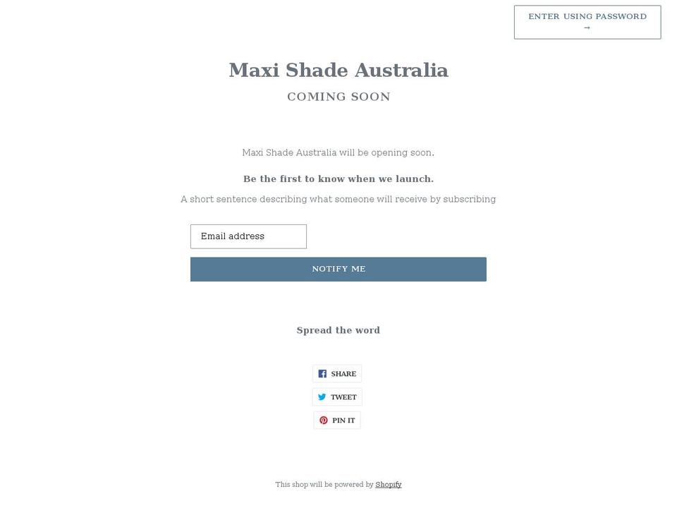 maxishadeaustralia.com shopify website screenshot