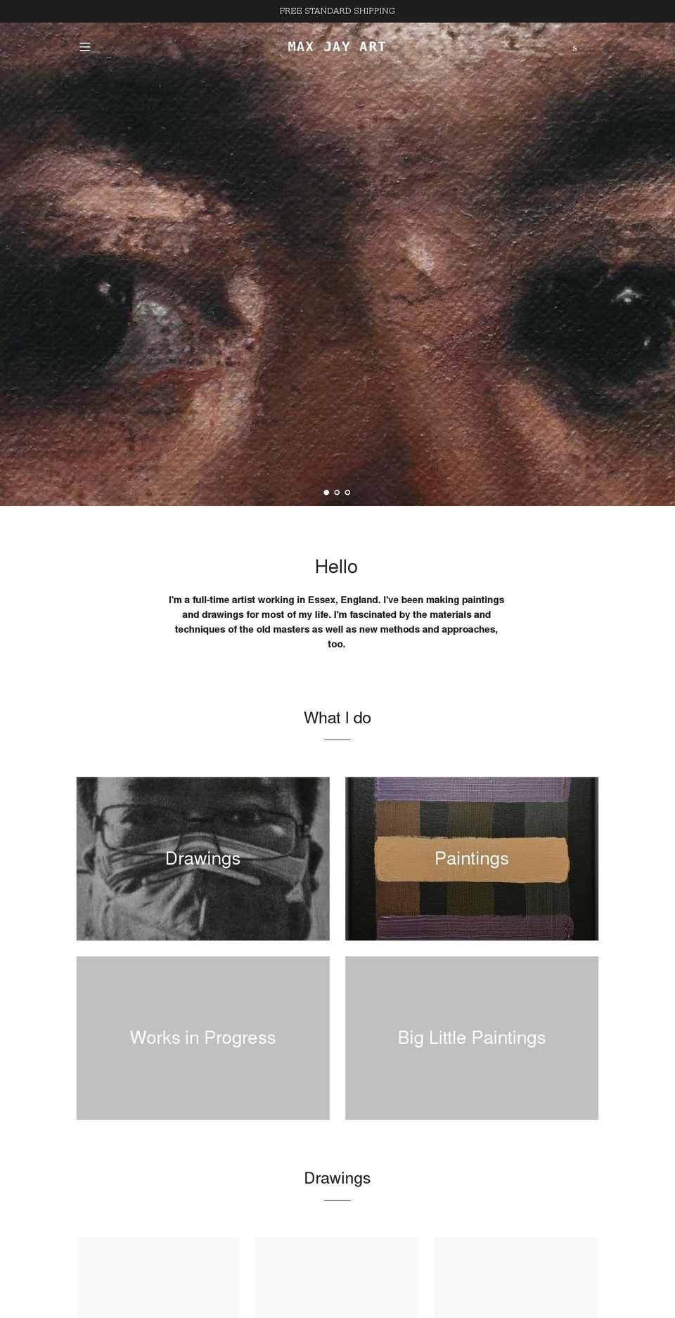 maxjayart.com shopify website screenshot