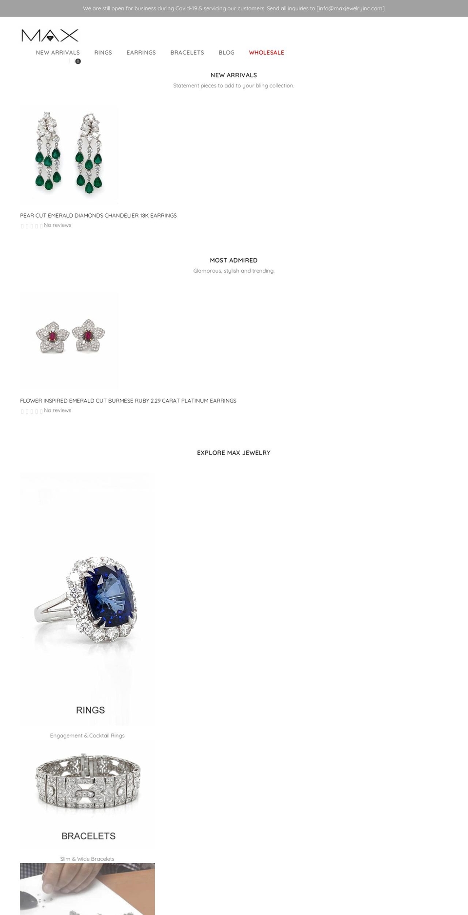 MAX Shopify theme site example maxjewelryinc.com