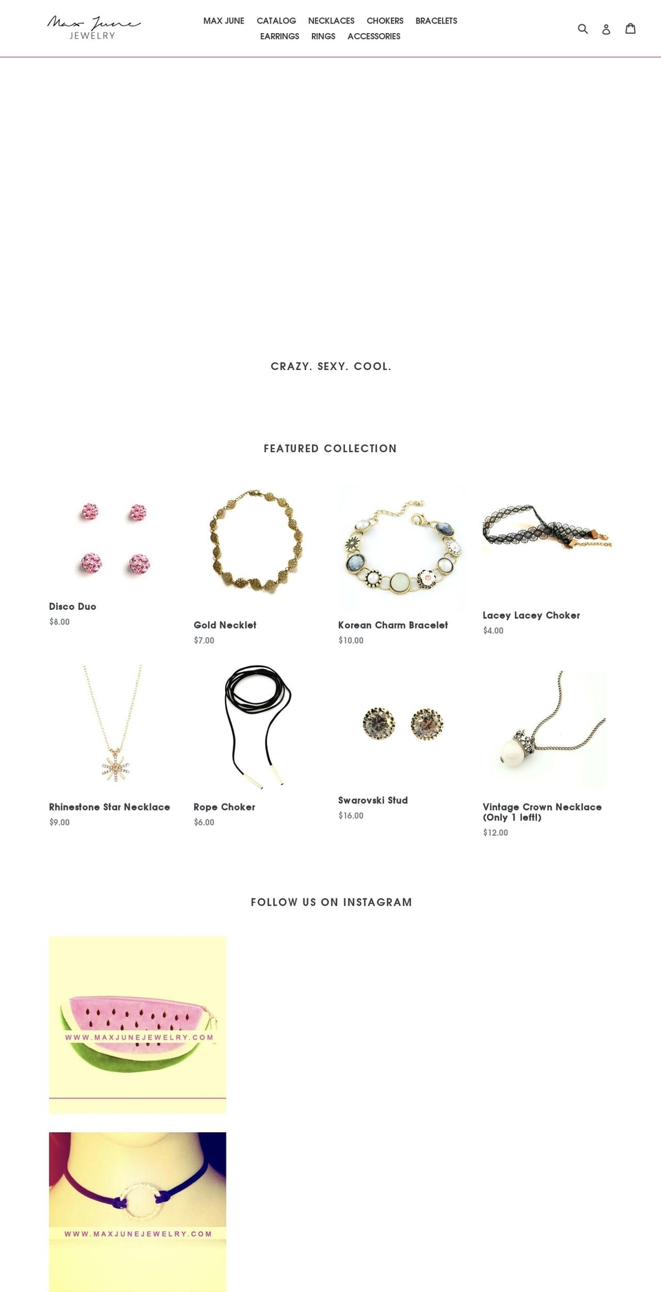 maxjunejewelry.com — Shopify storefront screenshot