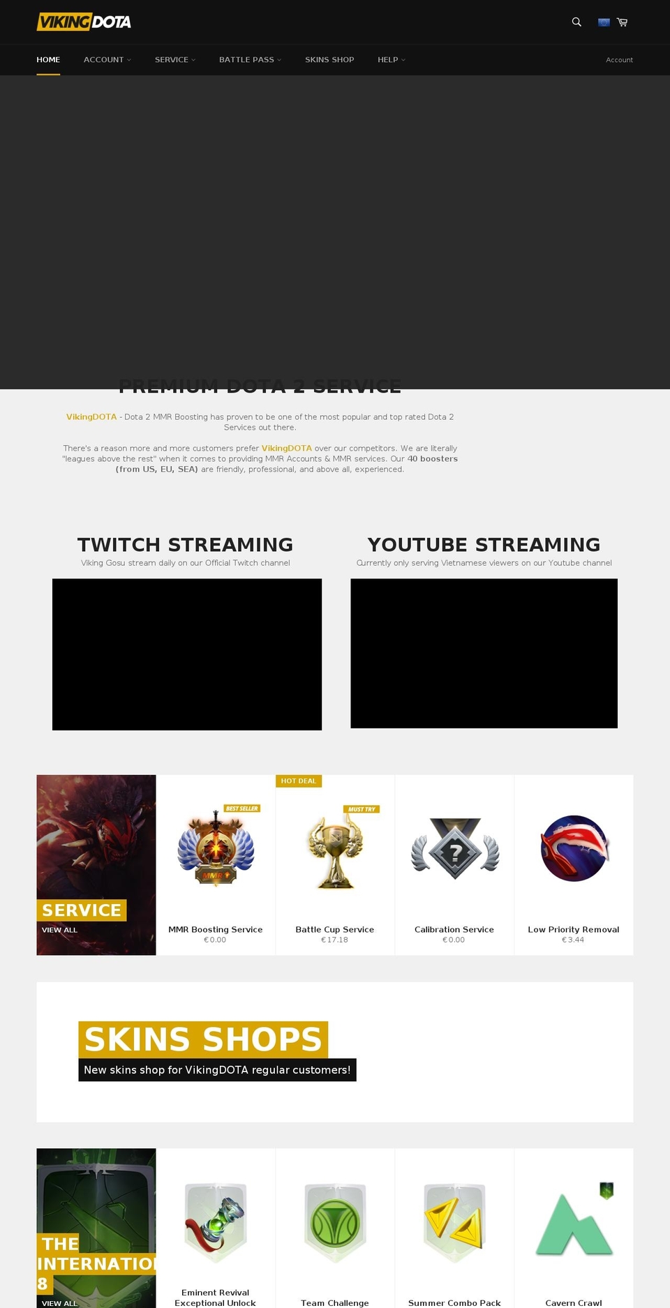 VikingDOTA 2.0 Shopify theme site example maxmmr.com