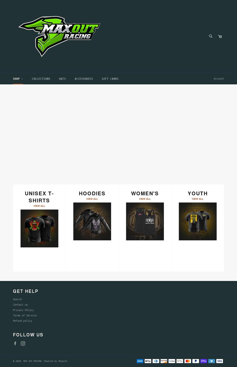 maxoutracing.net shopify website screenshot
