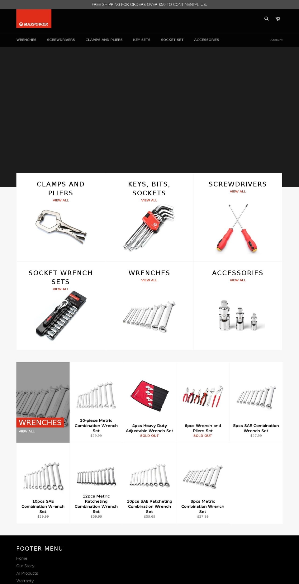 maxpower.tools shopify website screenshot