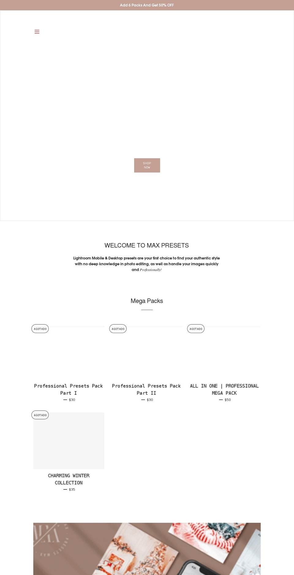 maxpresets.com shopify website screenshot