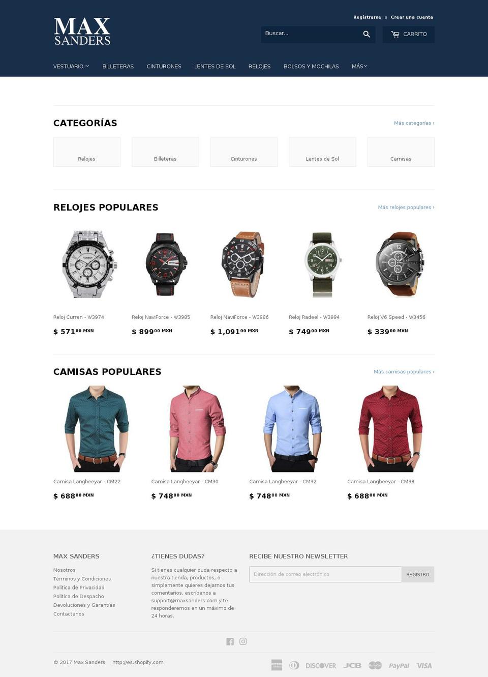 maxsanders.com shopify website screenshot