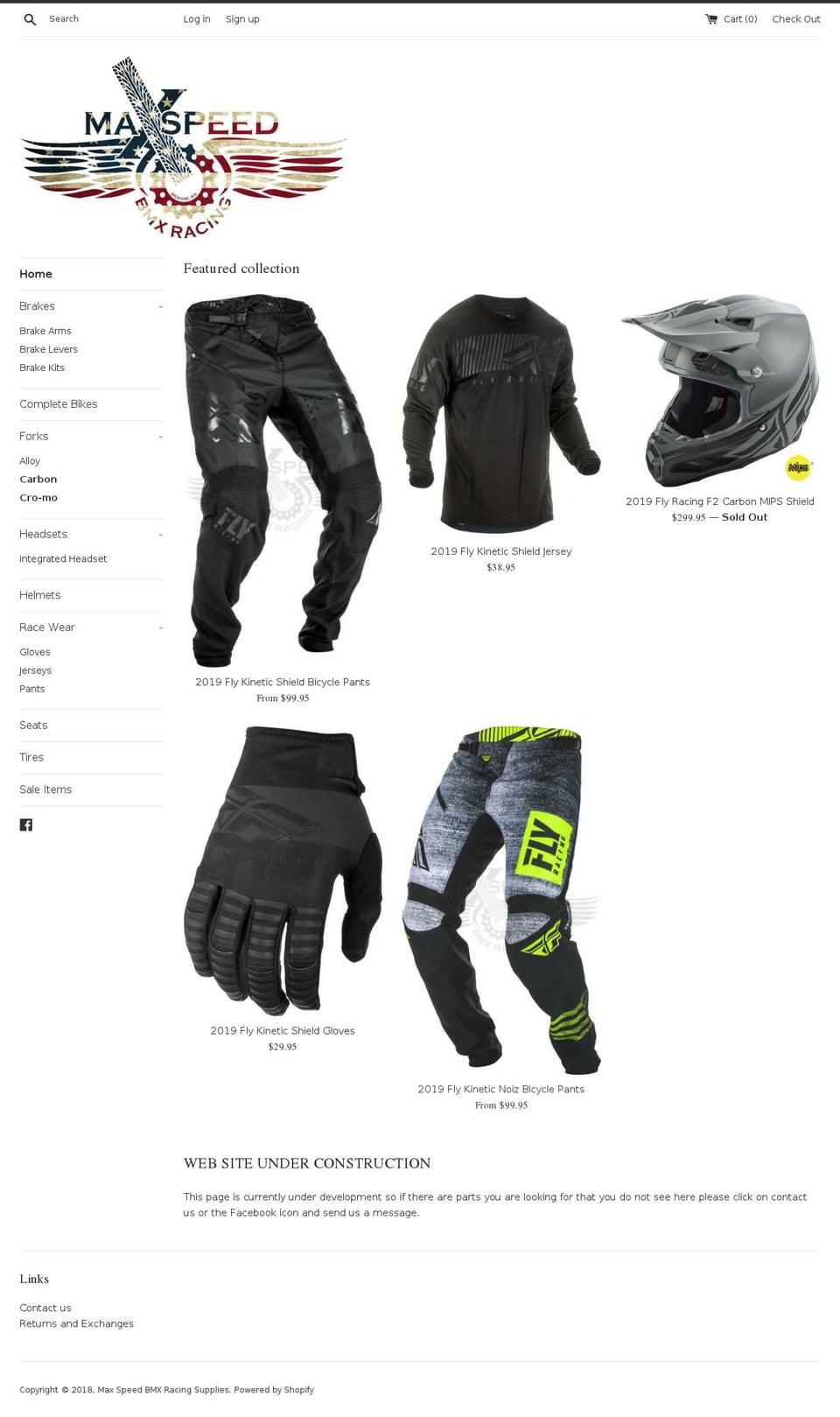 maxspeedbmx.com — Shopify storefront screenshot