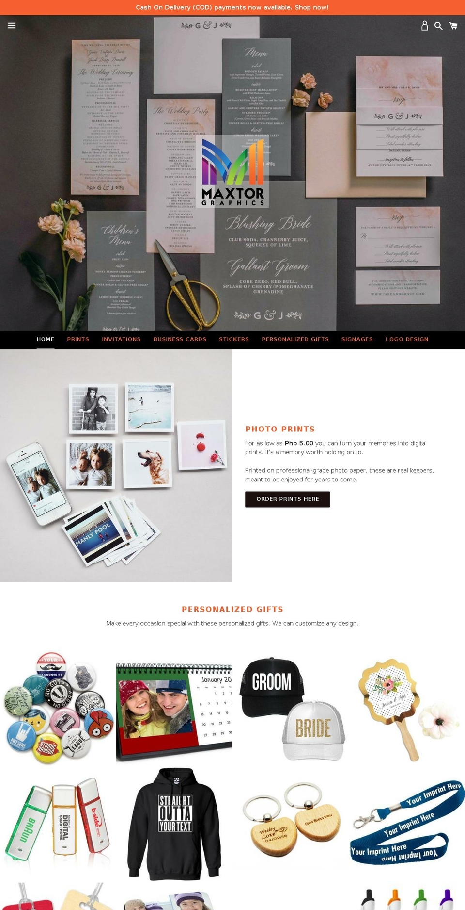 maxtorgraphics.com — Shopify storefront screenshot
