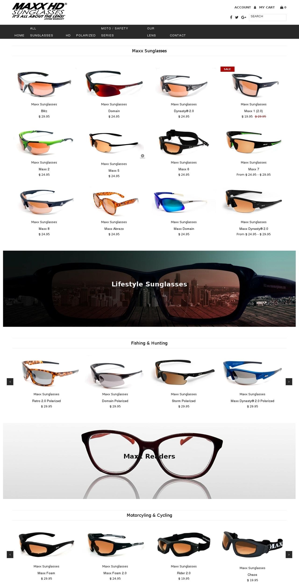 maxxsunglasses.net shopify website screenshot