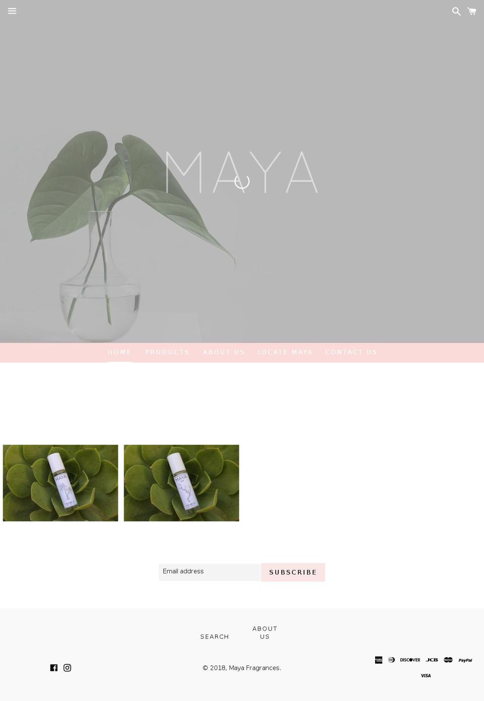 mayafragrances.com shopify website screenshot