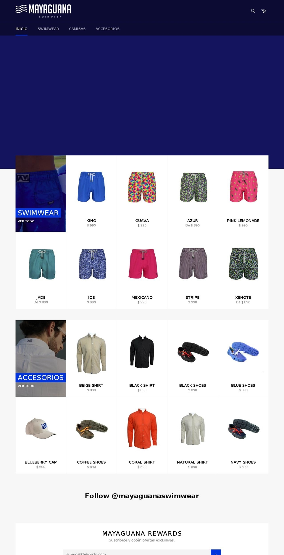 mayaguana.com.mx shopify website screenshot