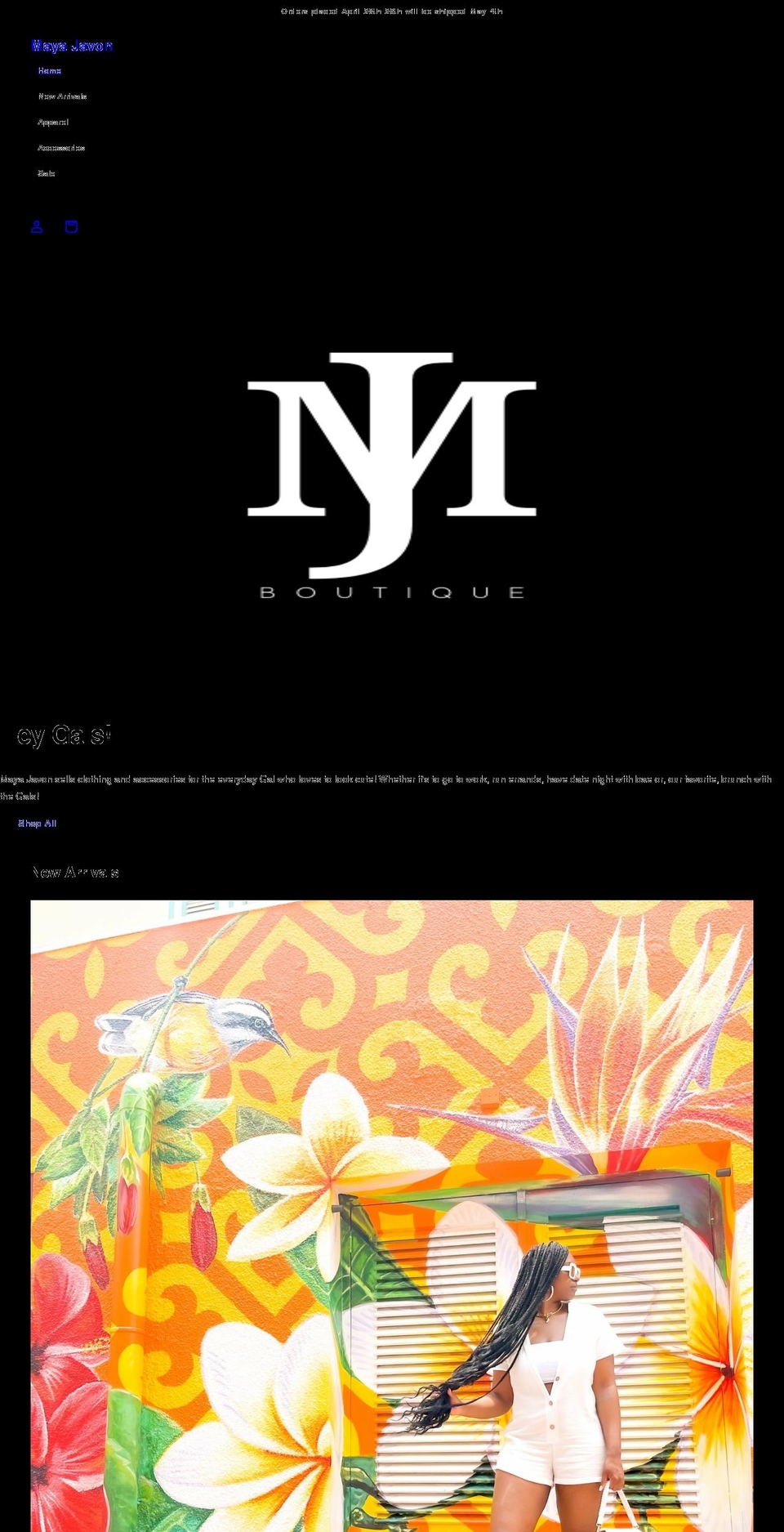 mayajavon.com shopify website screenshot