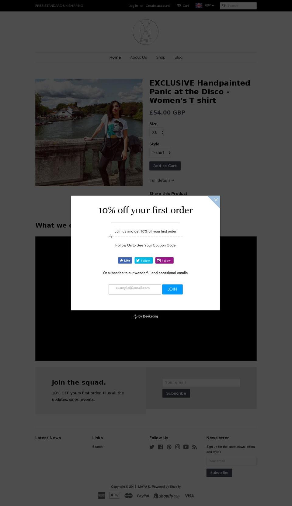 mayakthebrand.com — Shopify storefront screenshot