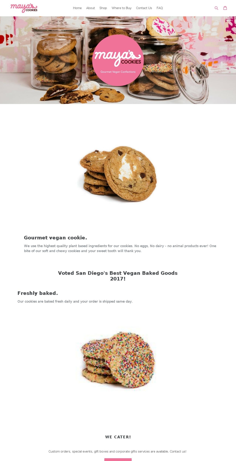 mayascookies.com shopify website screenshot