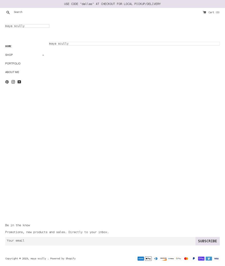mayascullystudio.com shopify website screenshot