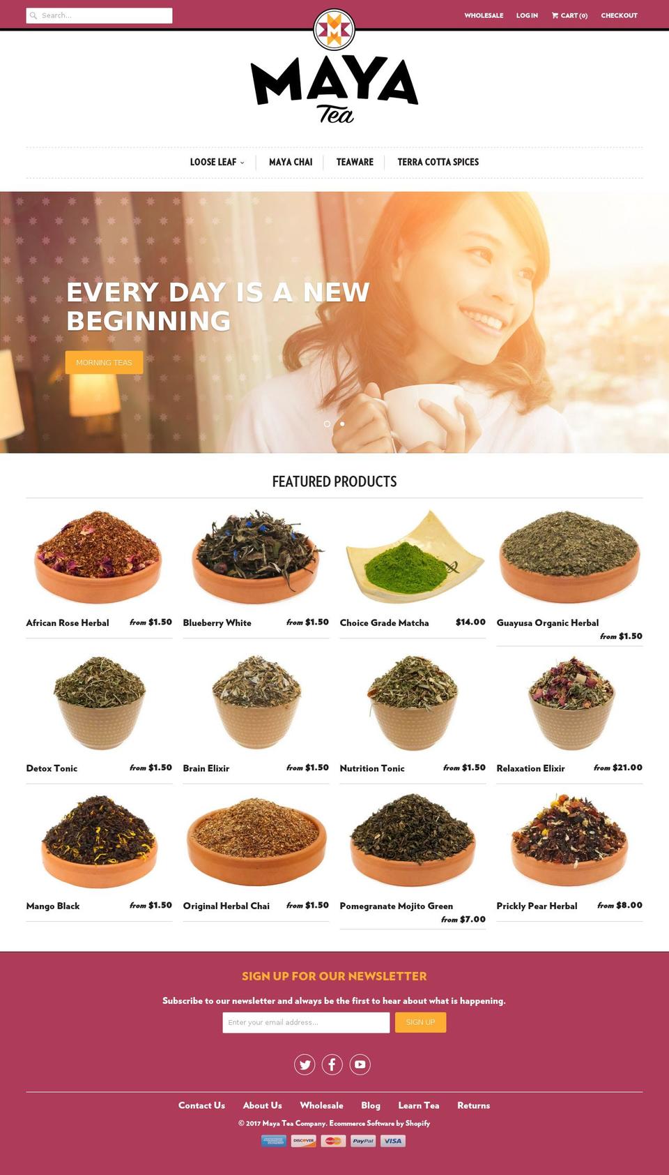 mayatea.com shopify website screenshot