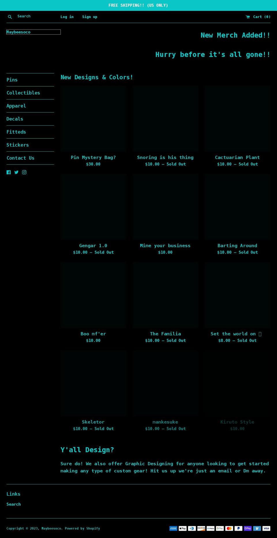 maybeesoco.com shopify website screenshot