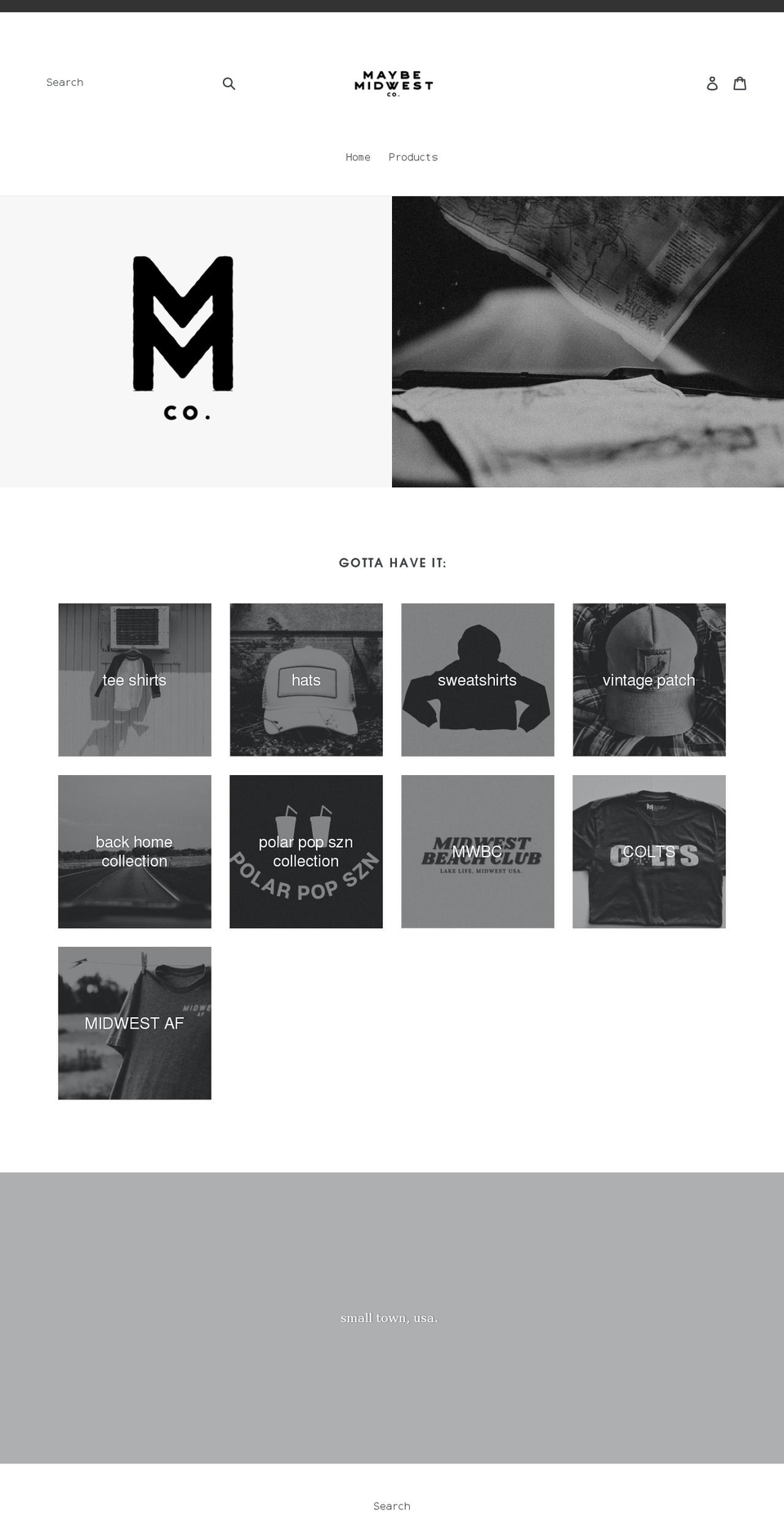 maybemidwest.com shopify website screenshot
