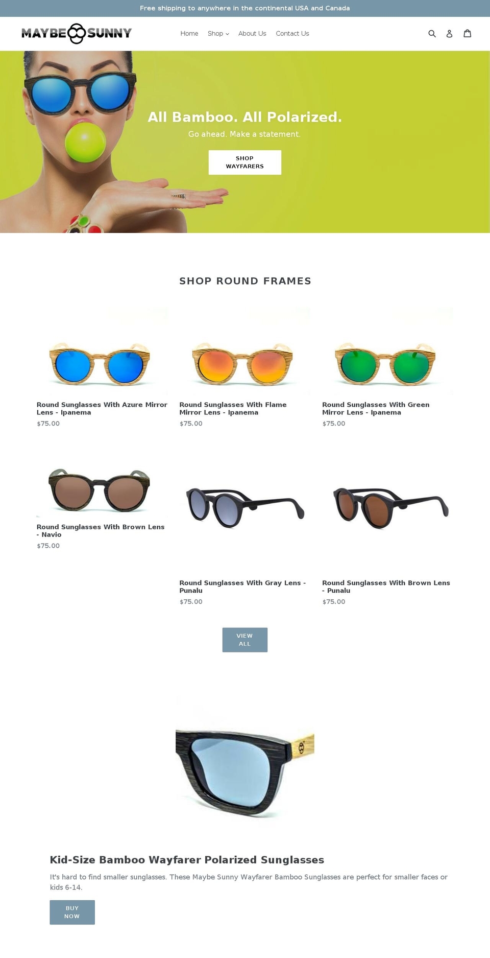 maybesunny.com shopify website screenshot
