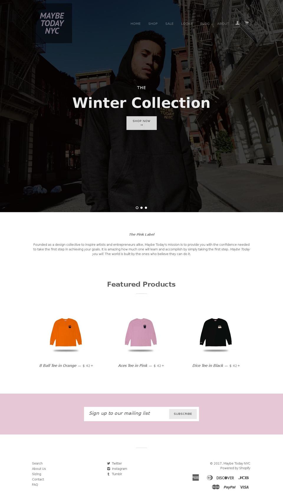 maybetodaynyc.com shopify website screenshot