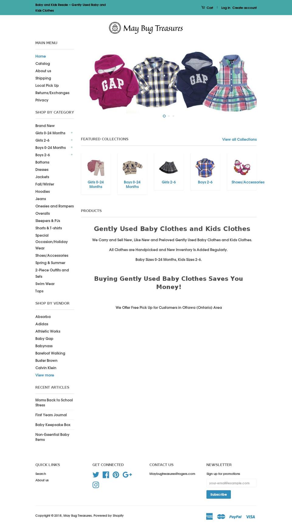 maybugtreasures.com — Shopify storefront screenshot