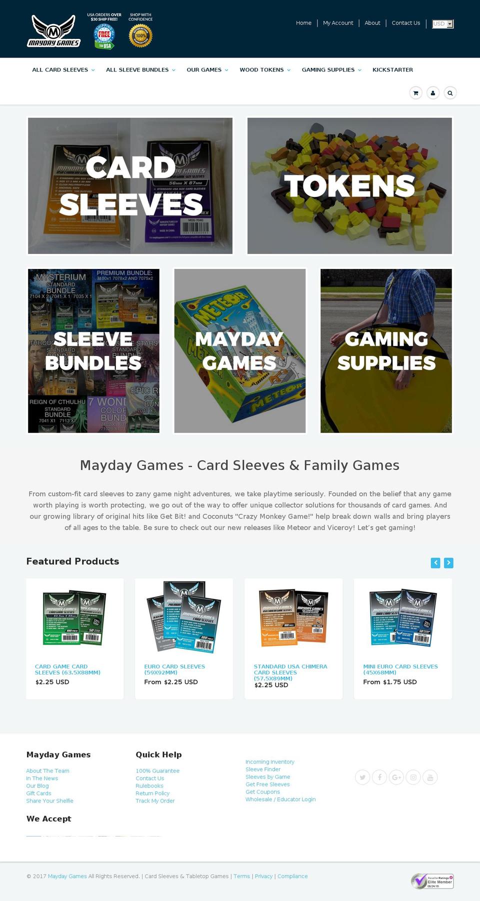 mayday-games.com shopify website screenshot