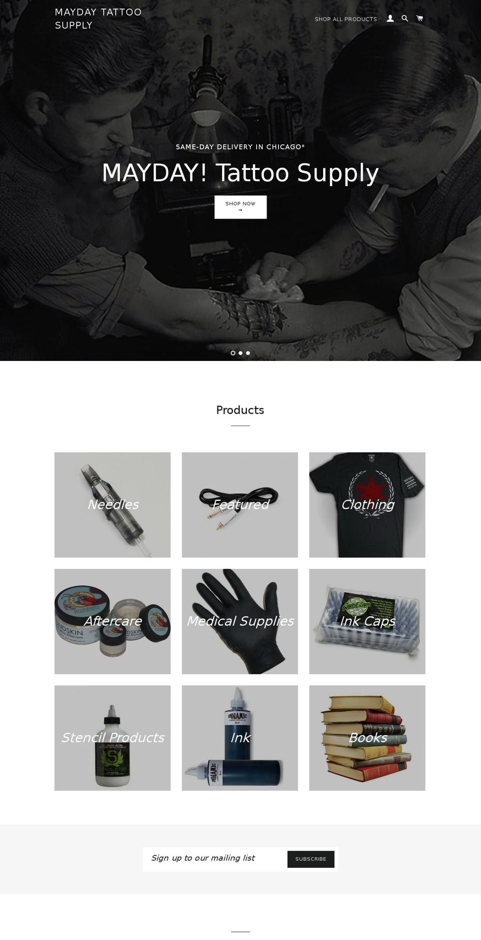 maydaytattoosupply.com — Shopify storefront screenshot