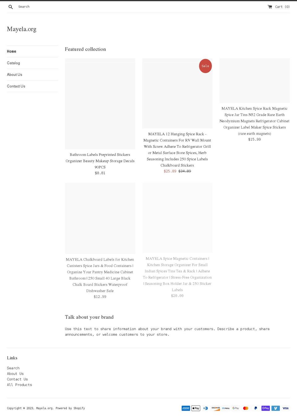 mayela.org shopify website screenshot