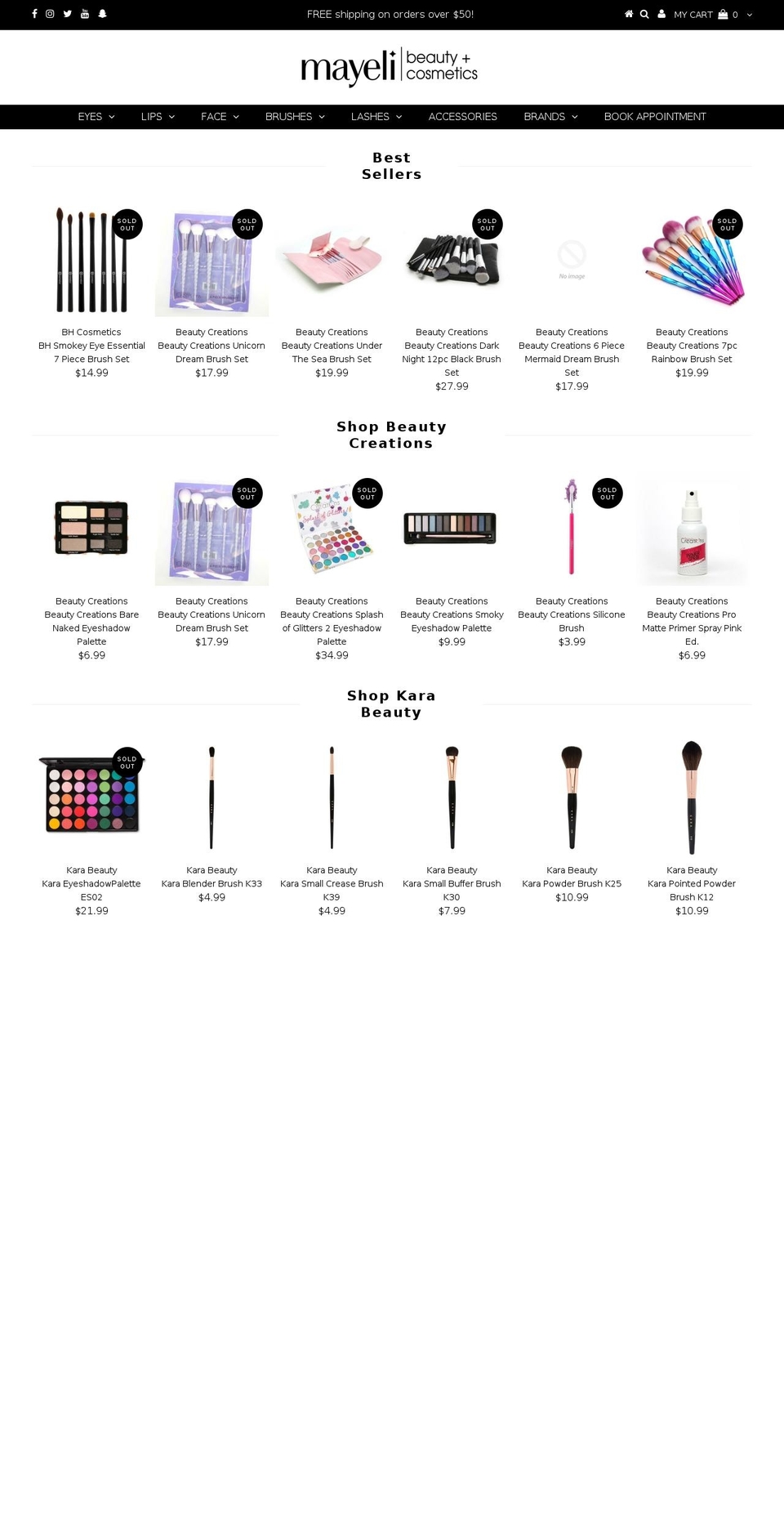 mayelibeauty.com — Shopify storefront screenshot