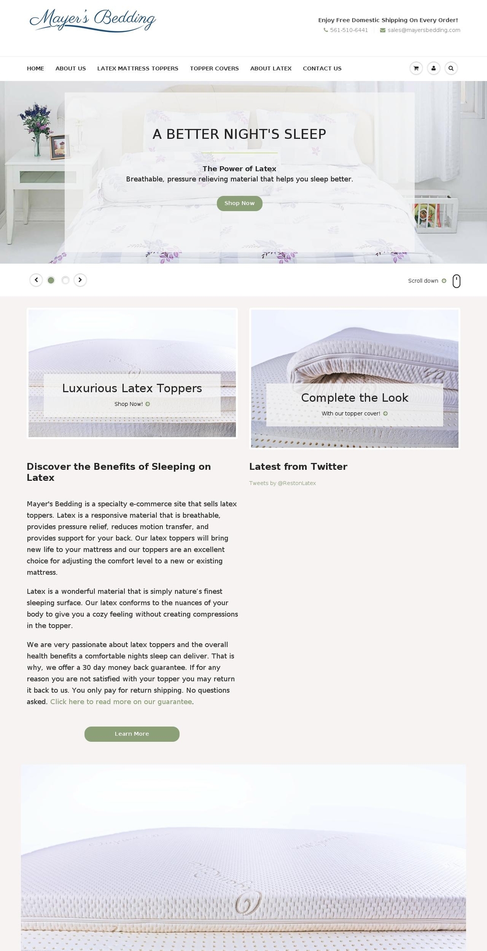 mayersbedding.com shopify website screenshot