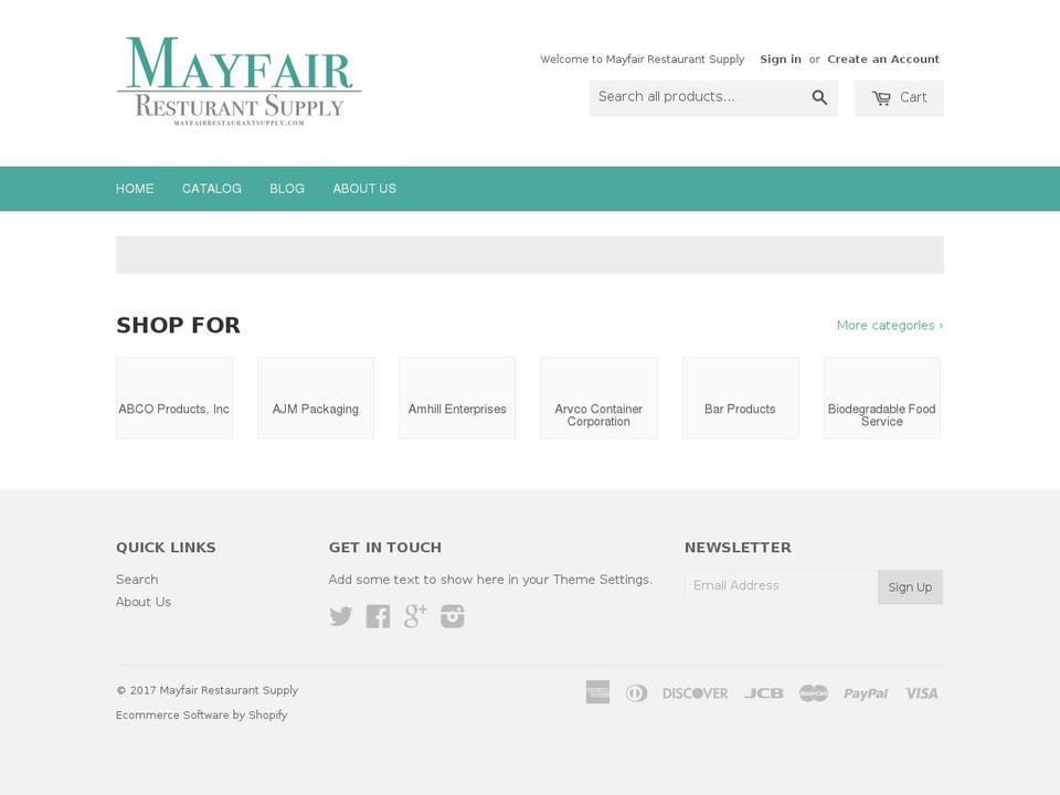 mayfairrestaurantsiupply.com shopify website screenshot