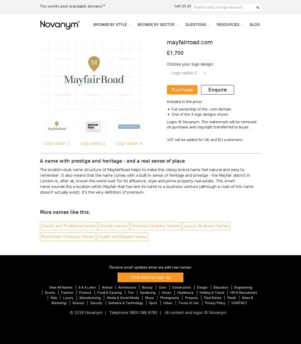 mayfairroad.com shopify website screenshot
