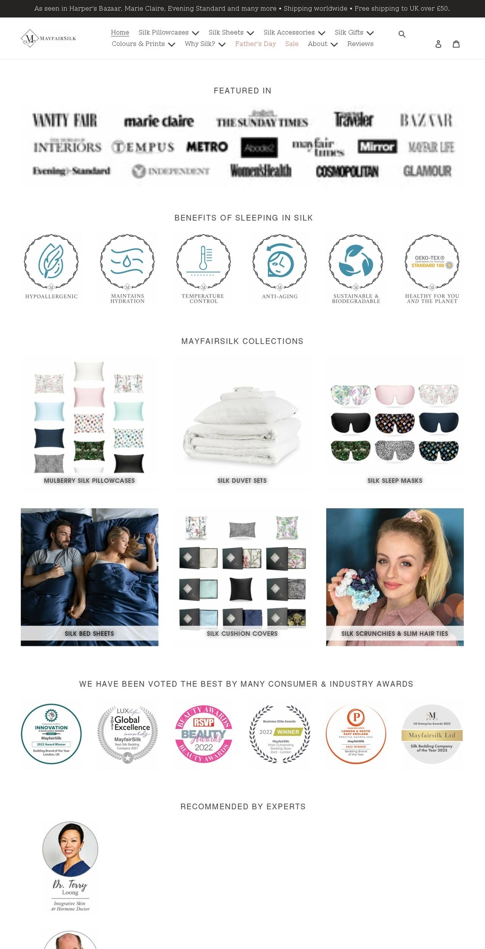 mayfairsilk.com shopify website screenshot