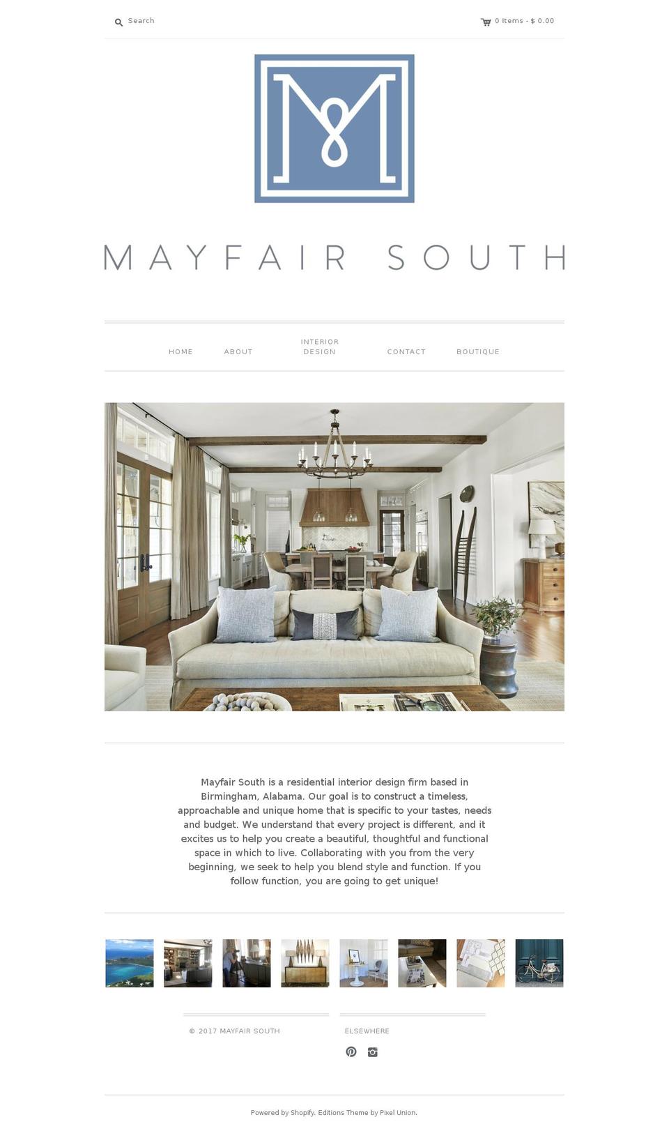 mayfairsouth.com shopify website screenshot