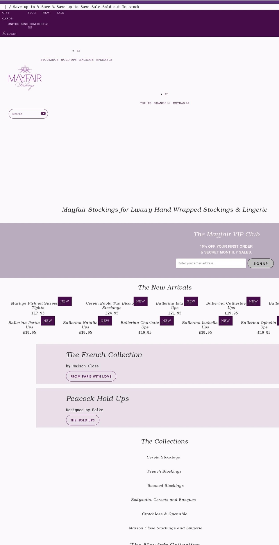 Mayfair4c Shopify theme site example mayfairstockings.uk