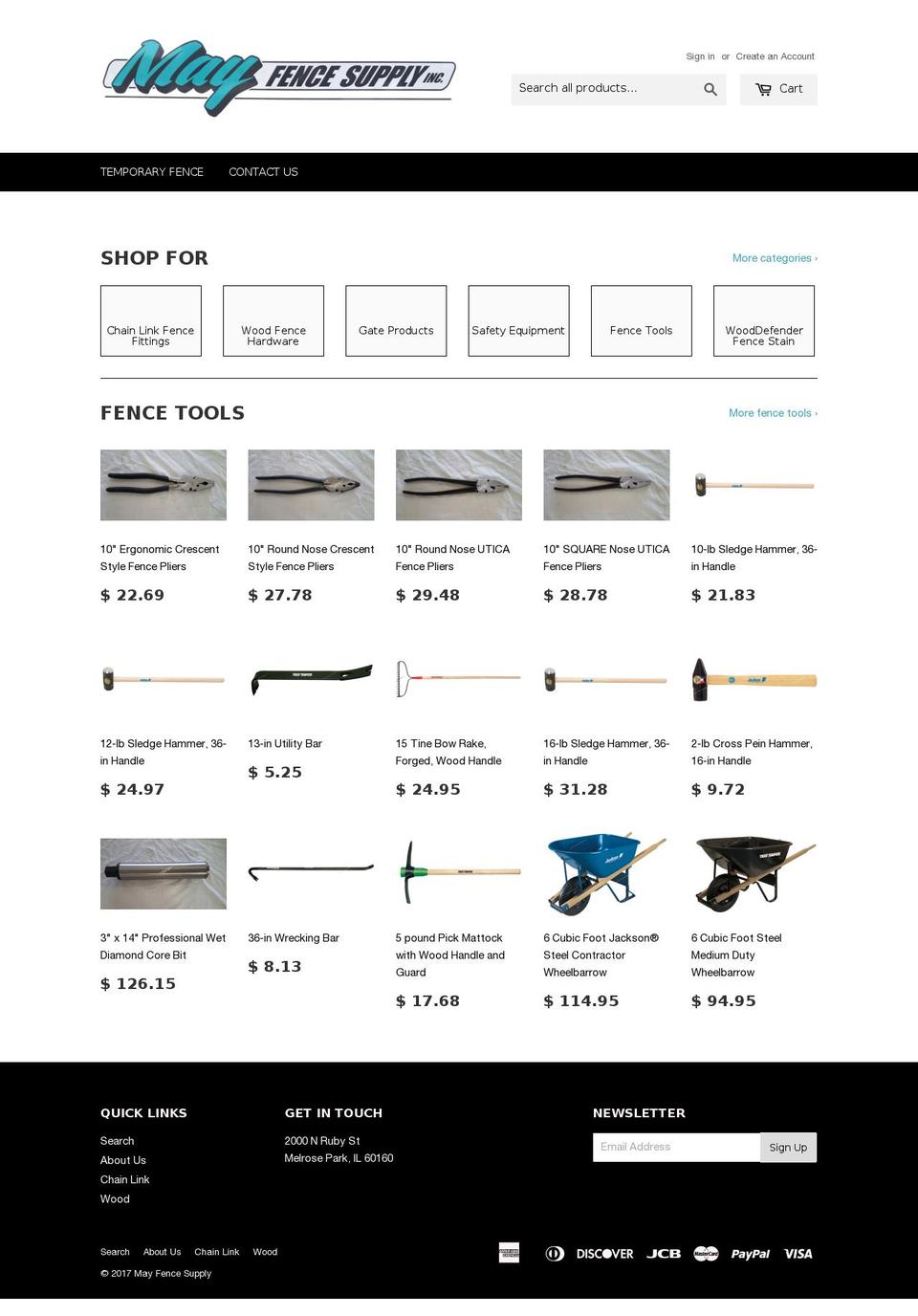 mayfencesupply.com shopify website screenshot