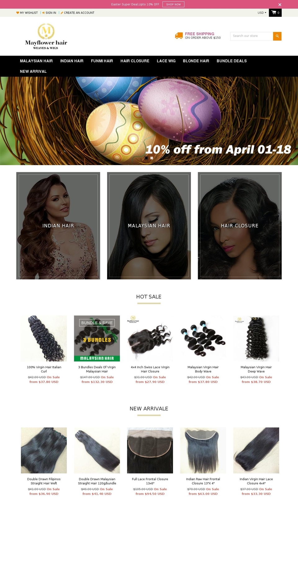 mayflowerhair.com shopify website screenshot