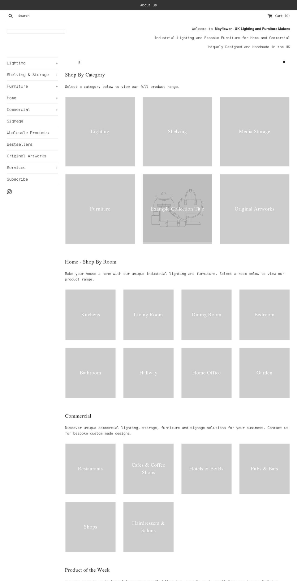 mayflowerlighting.co.uk shopify website screenshot