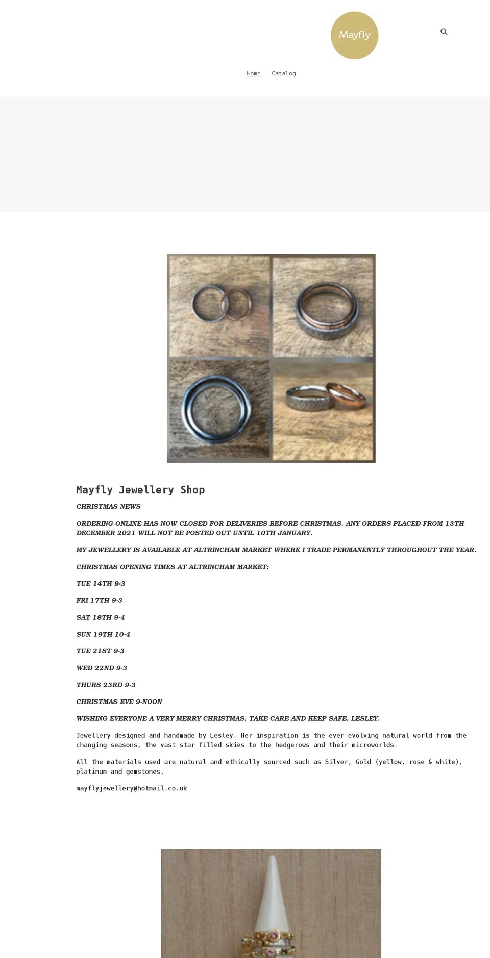 mayflyjewellery.com shopify website screenshot