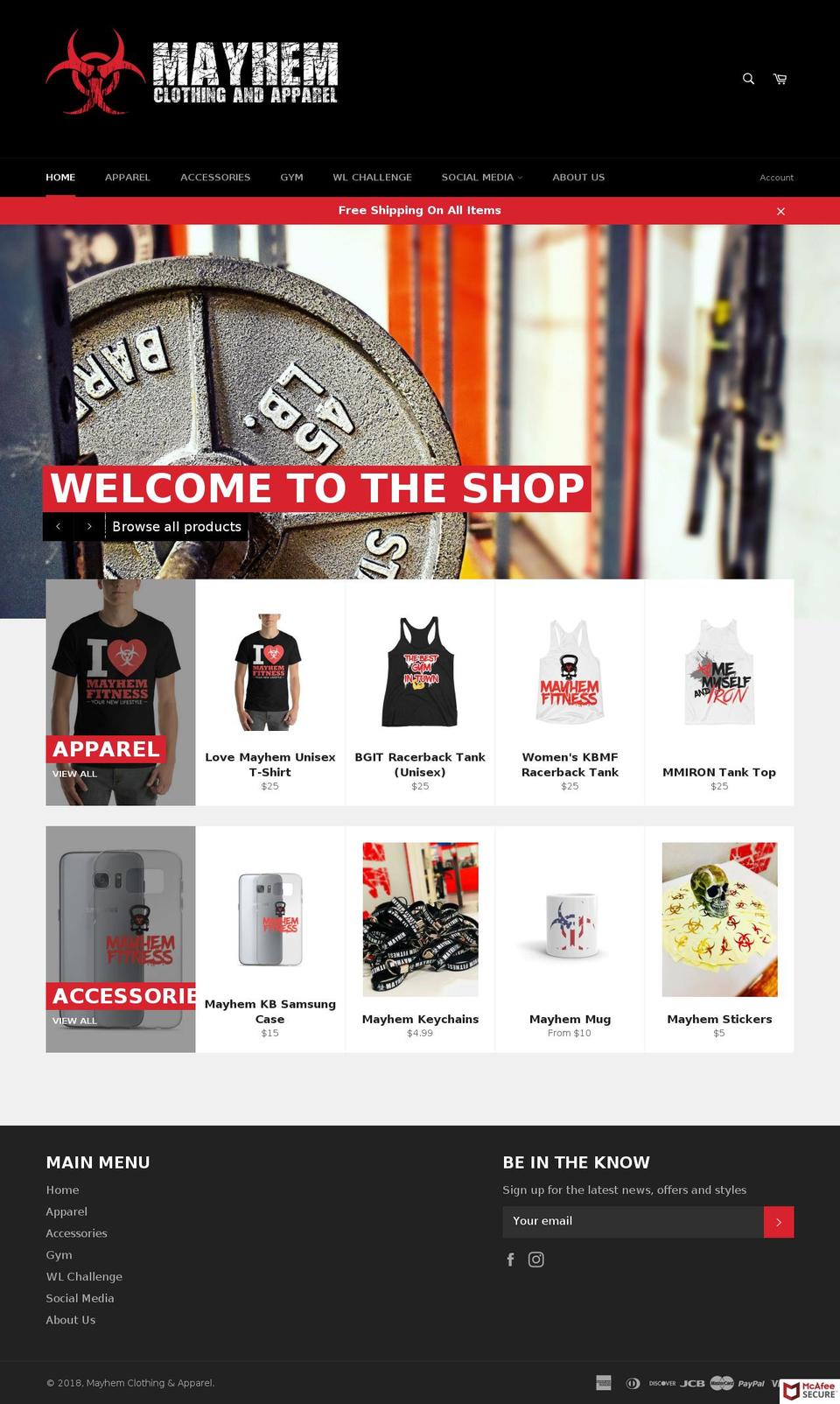 mayhemclothingandapparel.com shopify website screenshot