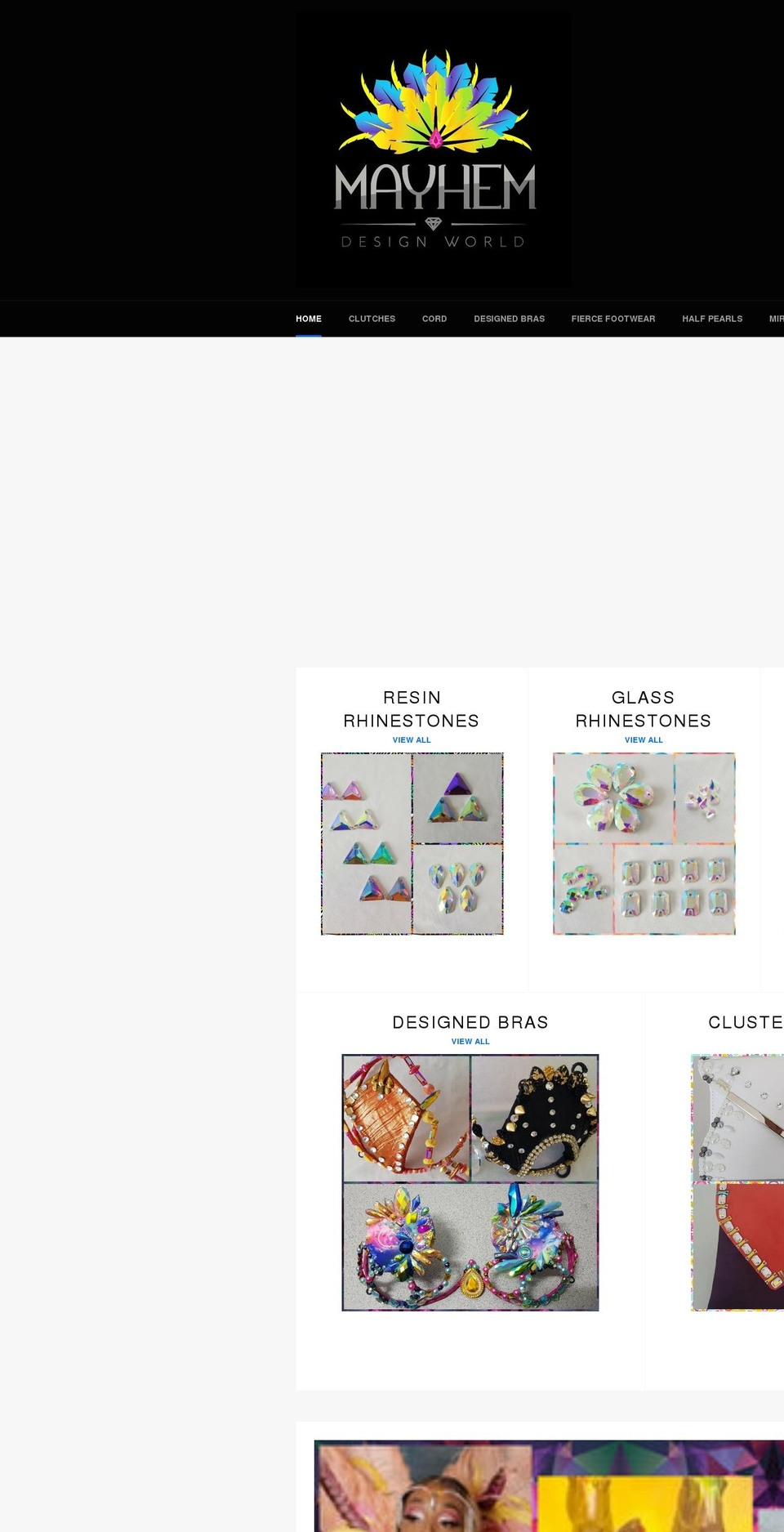 mayhemdesignworld.com shopify website screenshot