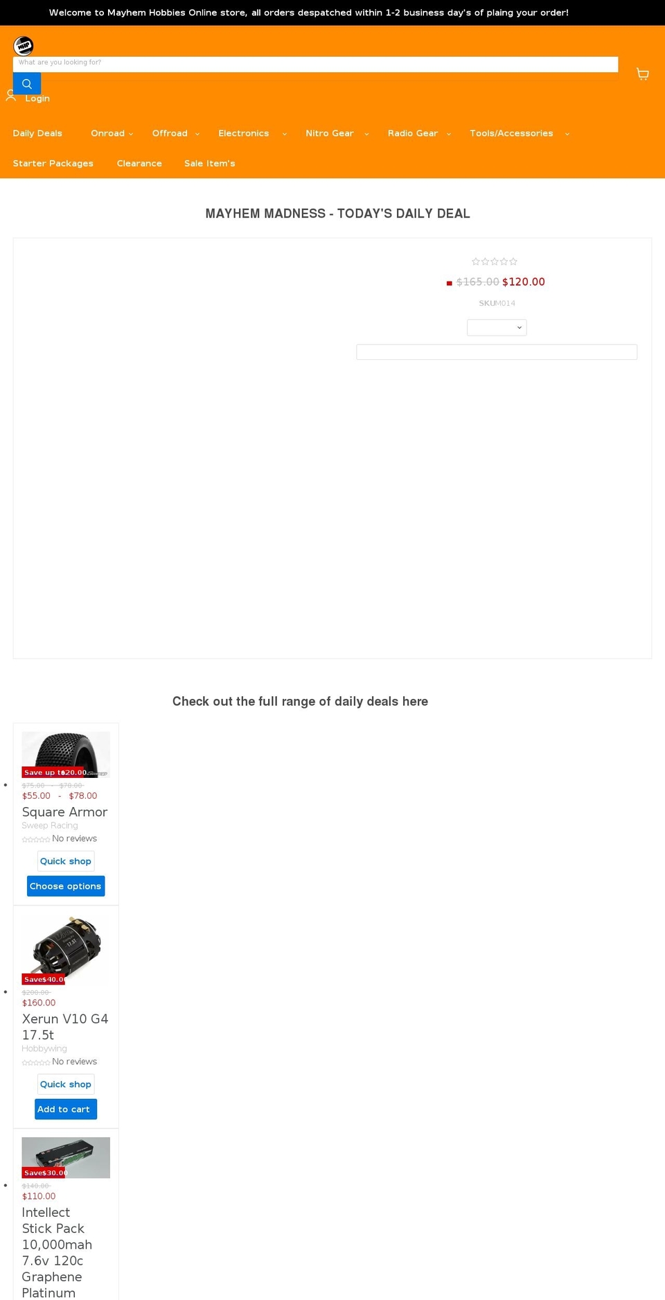 mayhemhobbiesperth.com.au shopify website screenshot