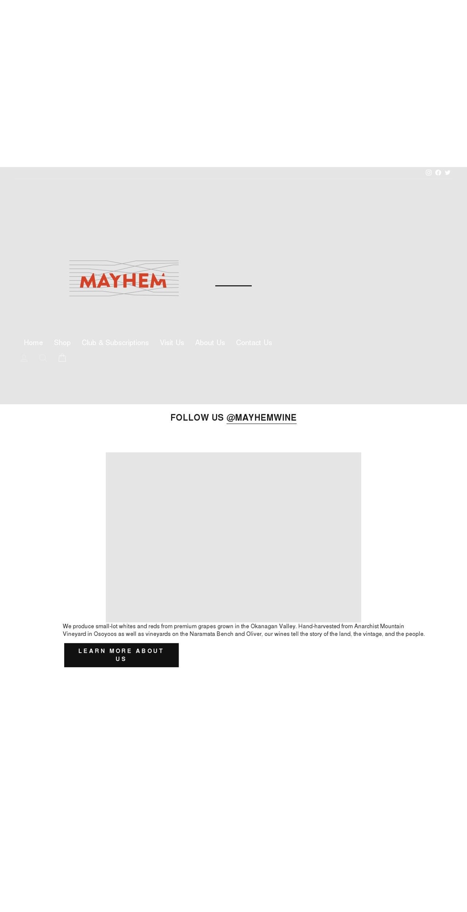 mayhemwines.com shopify website screenshot