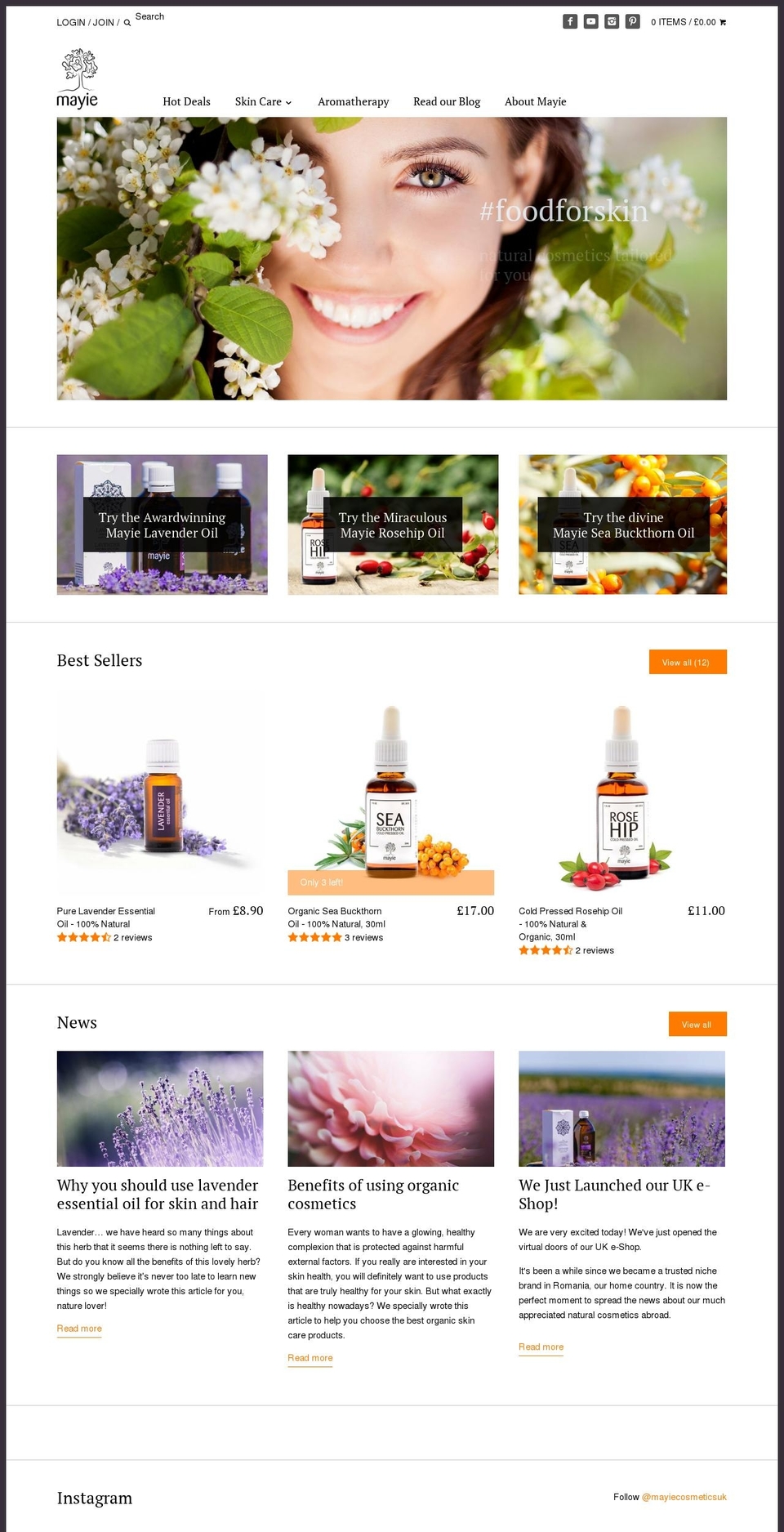 mayiecosmetics.com shopify website screenshot