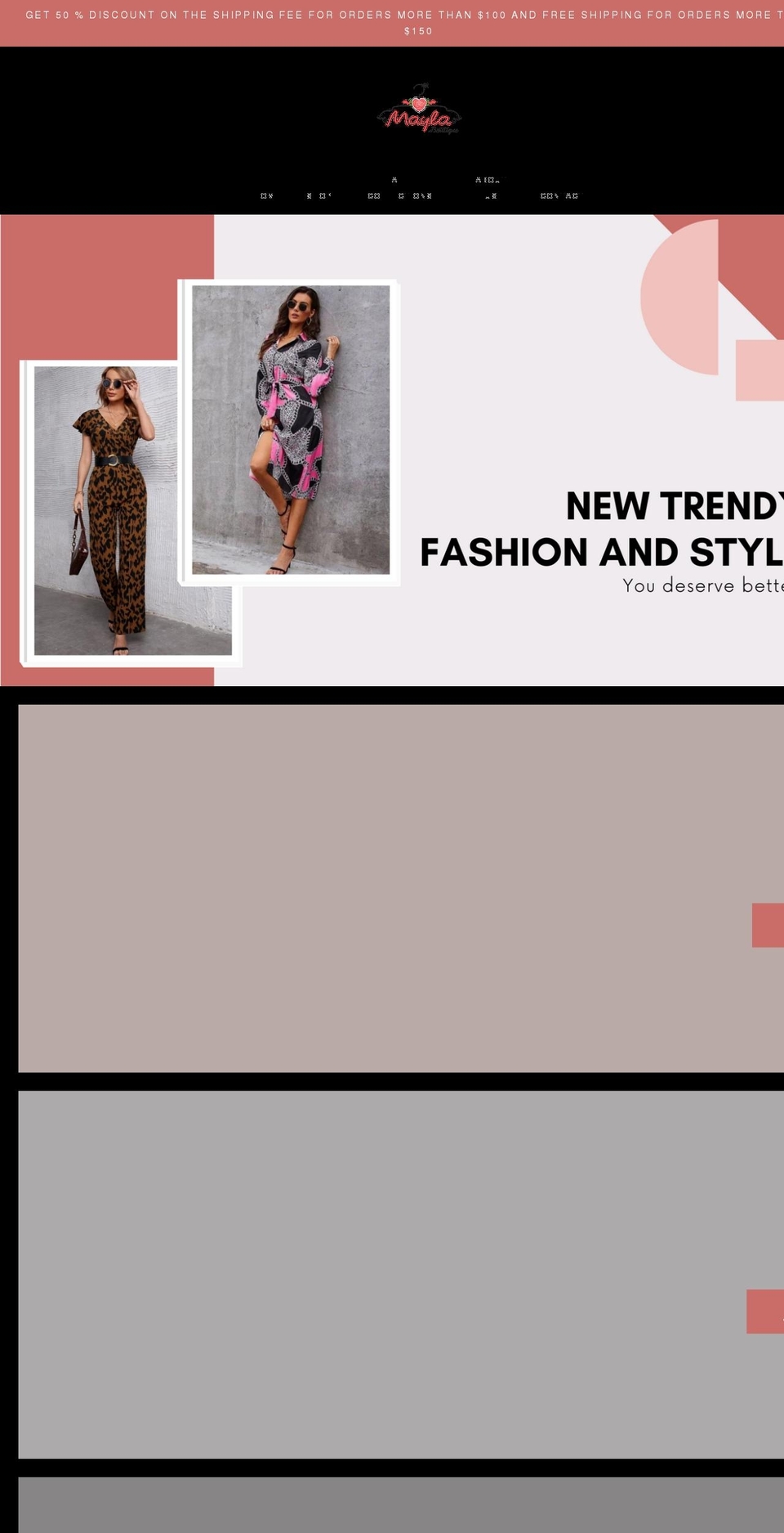 maylaboutique.com shopify website screenshot